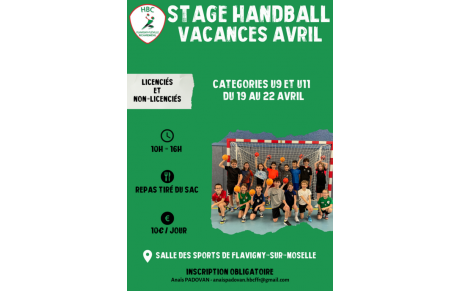 Stage vacances Avril